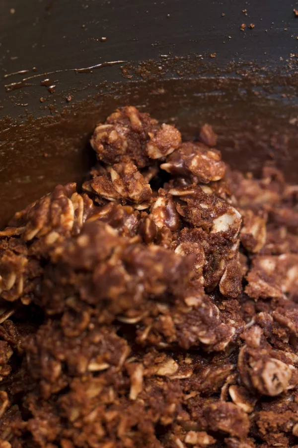 mixing no bake cookies 