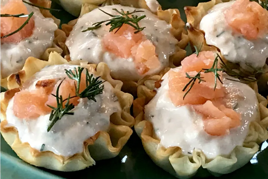 Herbed Goat Cheese and Smoked Salmon Phyllo Cups