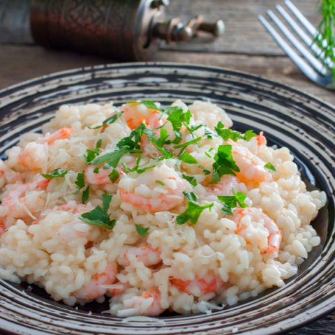 Shrimp and Arugula Risotto