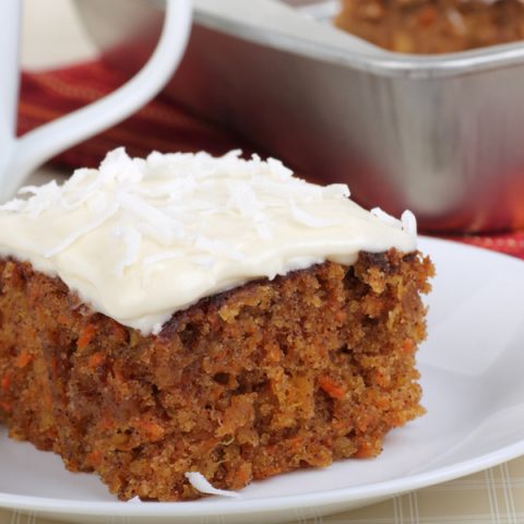 A slice of carrot cake on plate