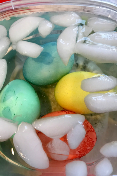 Easter Eggs in ice water