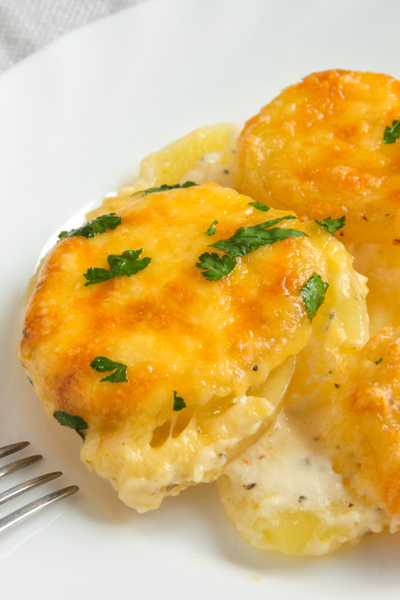 scalloped potatoes on plate