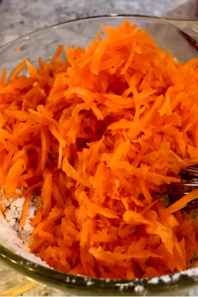 bowl of shredded carrots 