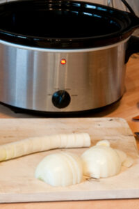 slow cooker with onions