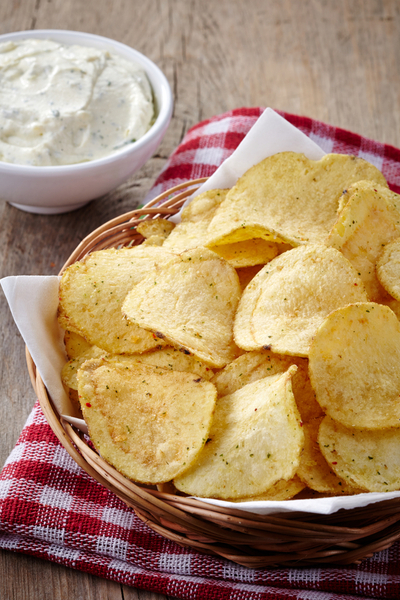 homemade vegetable dip and chips