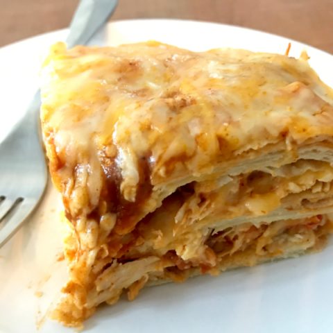 slice of enchilada casserole