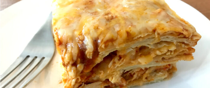 Instant Pot Enchilada Casserole slice of enchilada casserole