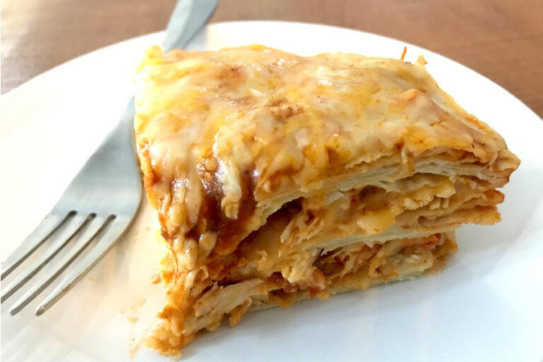 slice of enchilada casserole