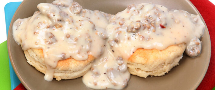 Instant Pot Sausage Gravy Recipe sausage gravy on plate