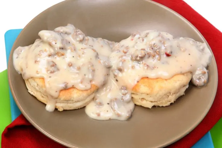 sausage gravy on plate