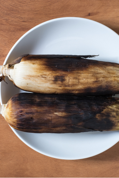 charred corn on the cob