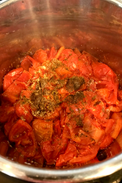 cooked tomatoes and spices