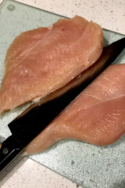 slicing chicken breast