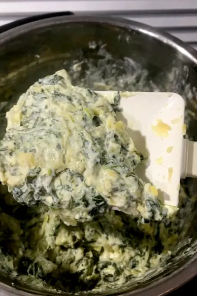 spoon of spinach artichoke dip 