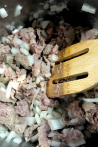 brown sausage and onions