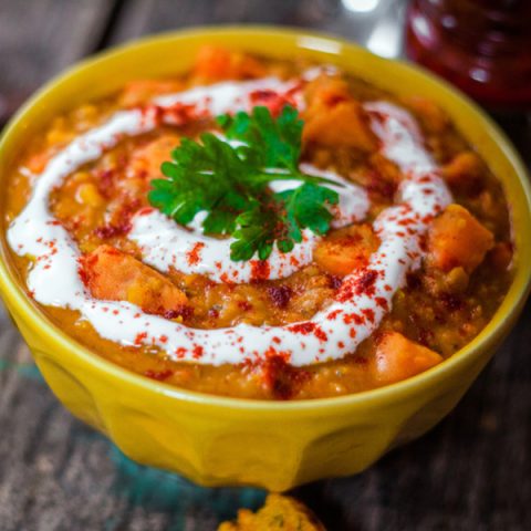 slow cooker red lentil curry