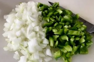 diced onions and peppers