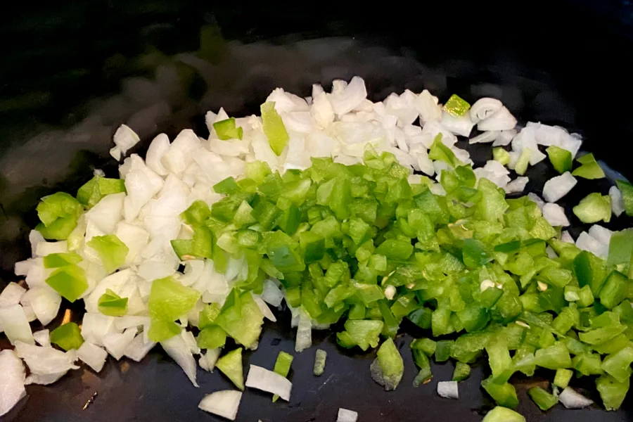 diced onions and peppers 