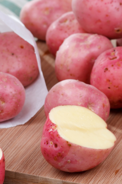 cutting red potatoes