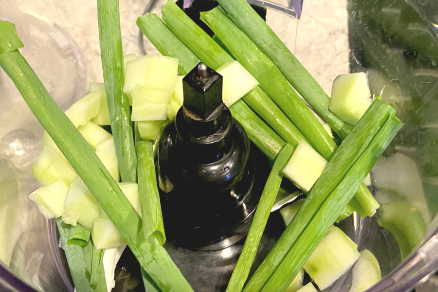 cucumber and green onions 