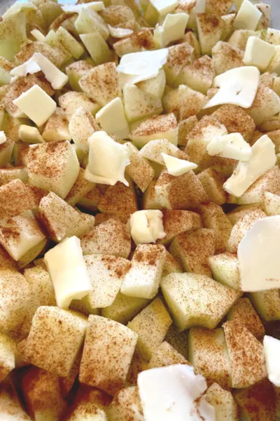 diced apples and cinnamon