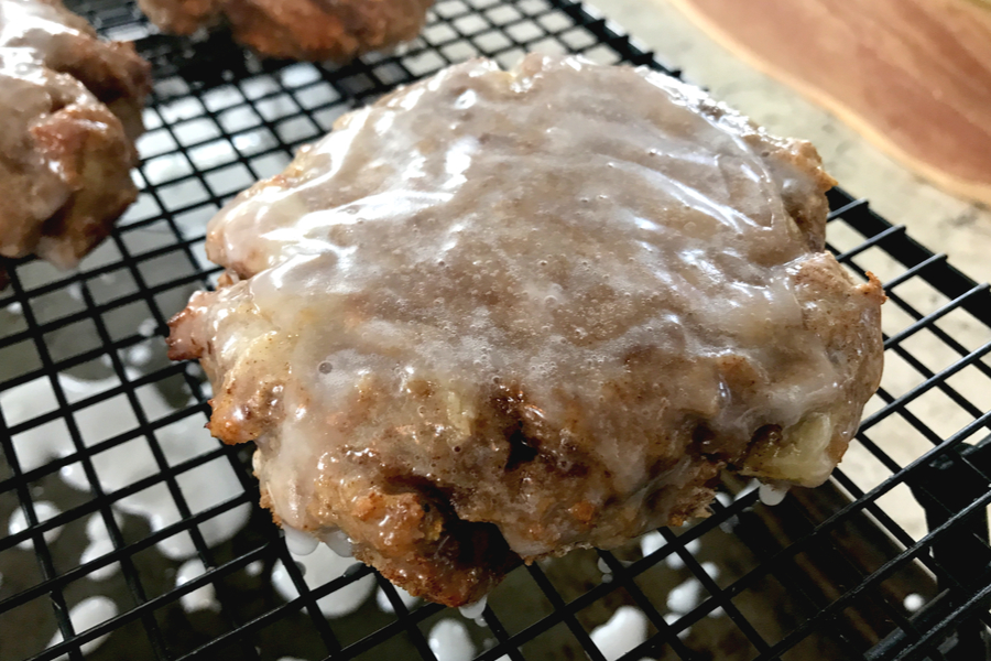 air fryer apple fritter with glaze 