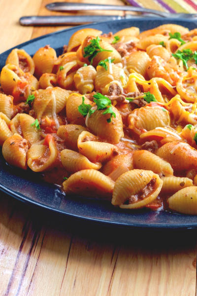 slow cooker creamy beef and shells