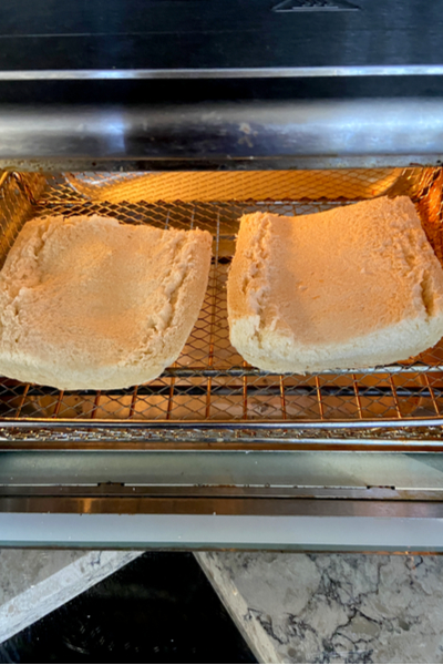 toasting bread 
