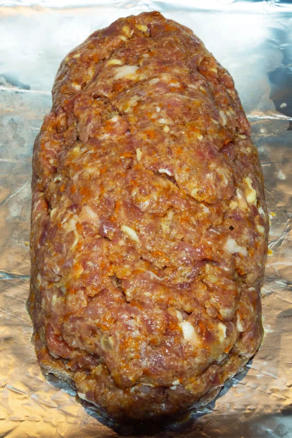 raw meatloaf on foil