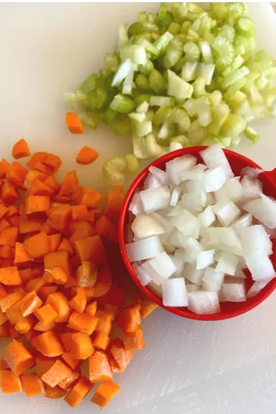carrots, celery, onion