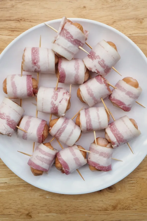 plate of candied bacon wrapped smokies 