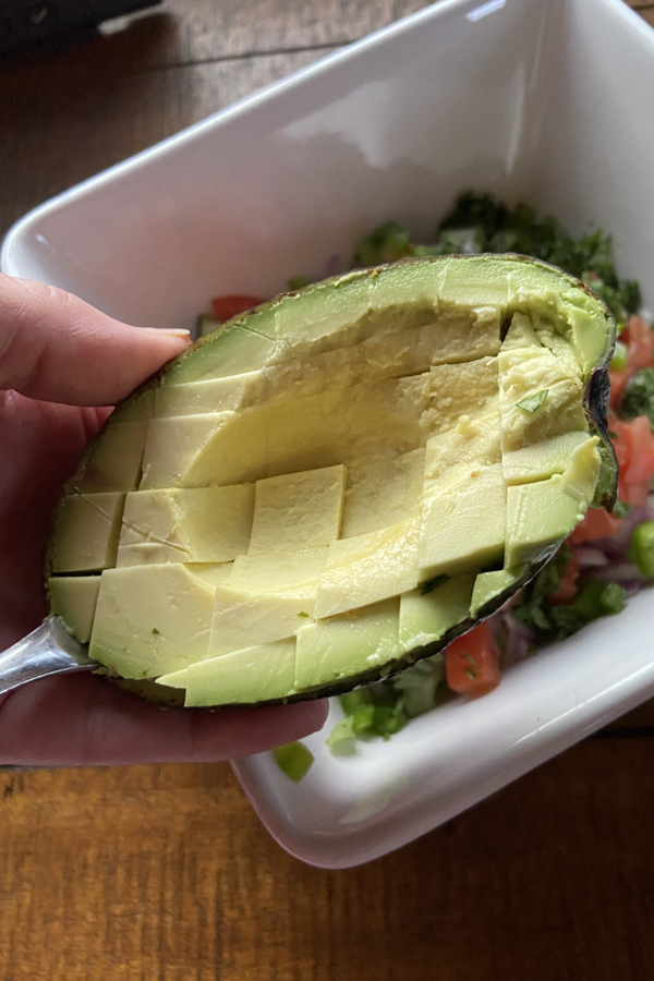 dicing avocado