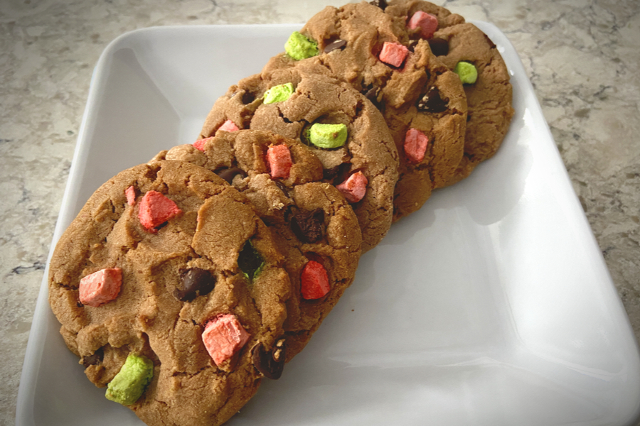 hot cocoa cookies on tray 