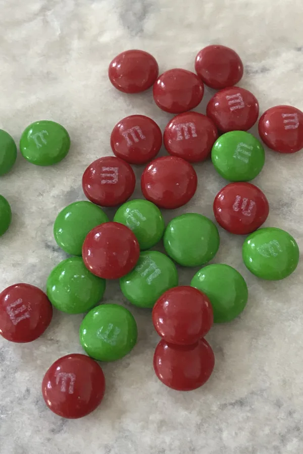 red and green M&M