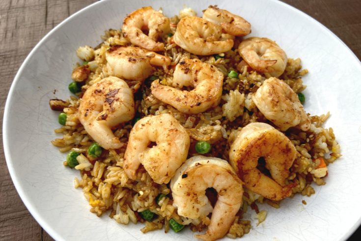 hibachi shrimp recipe on a white plate