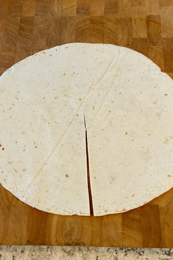 cut tortilla shell