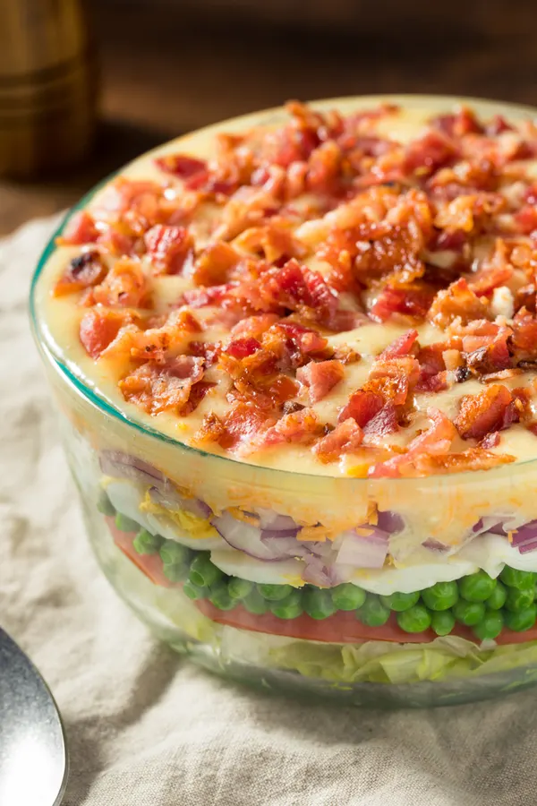 seven layer salad served as memorial day side dish picnic food