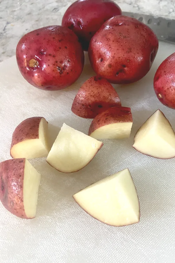 red potatoes cut