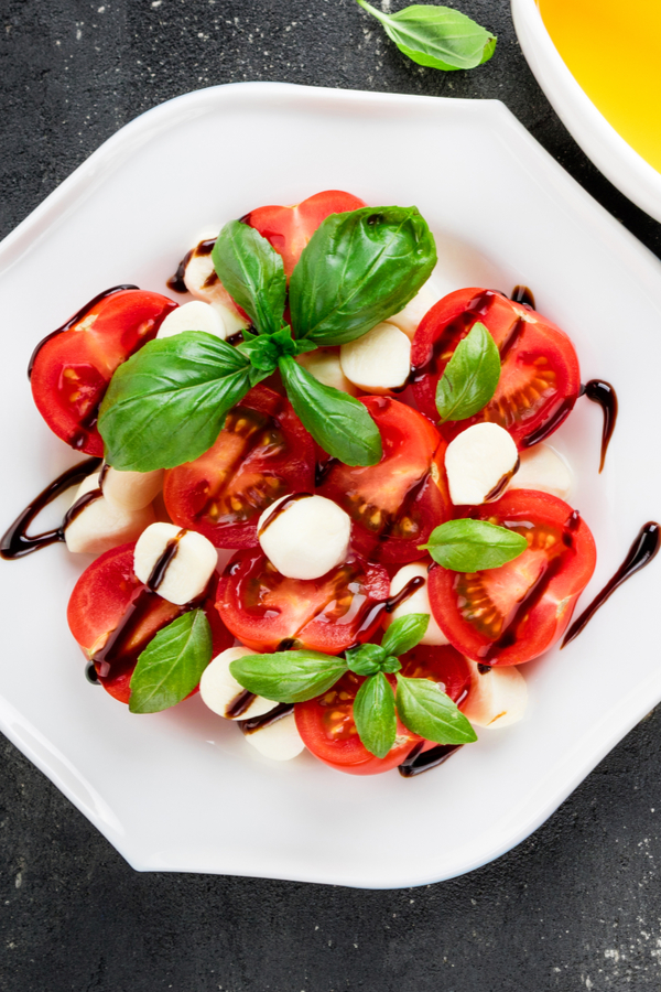 caprese salad with cherry tomatoes