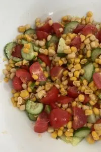 corn cucumber tomatoes