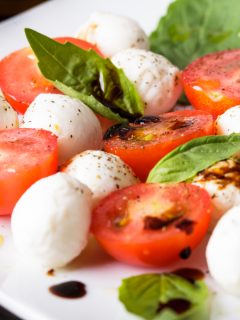 featured caprese salad with cherry tomatoes