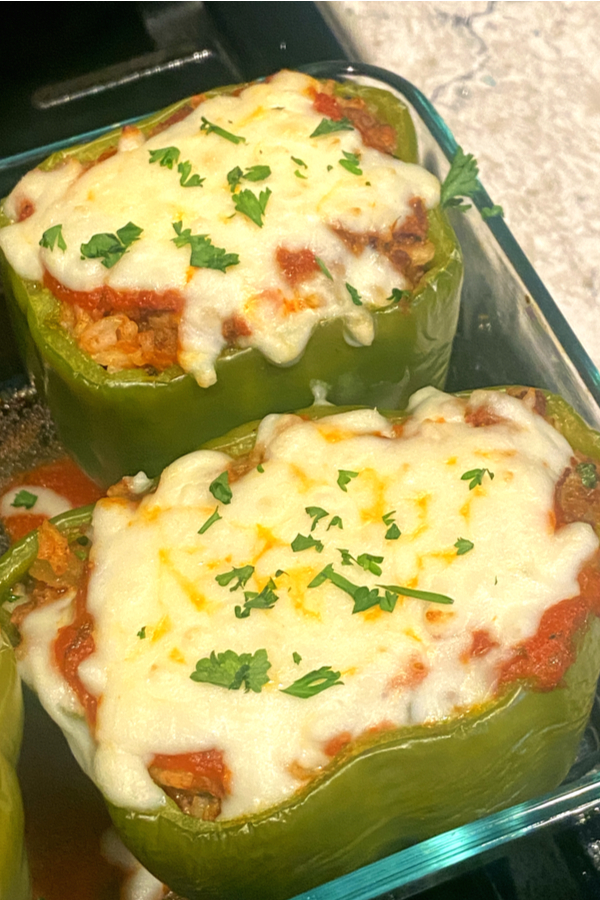 cheese on top of stuffed peppers