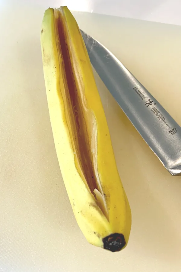 cutting a banana 