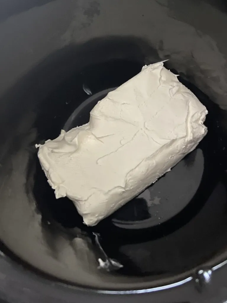block of cream cheese in crock pot 