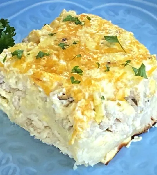 piece of biscuit breakfast casserole