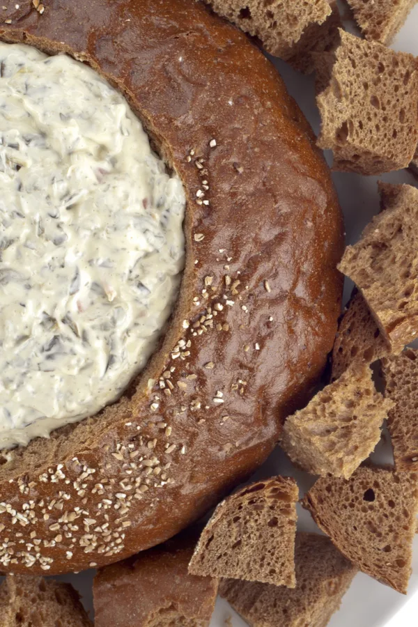 spinach dip as a part of our New Year's Eve appetizers spread