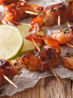 sweet and spicy bacon wrapped shrimp