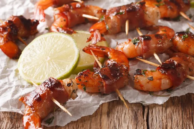 sweet and spicy bacon wrapped shrimp