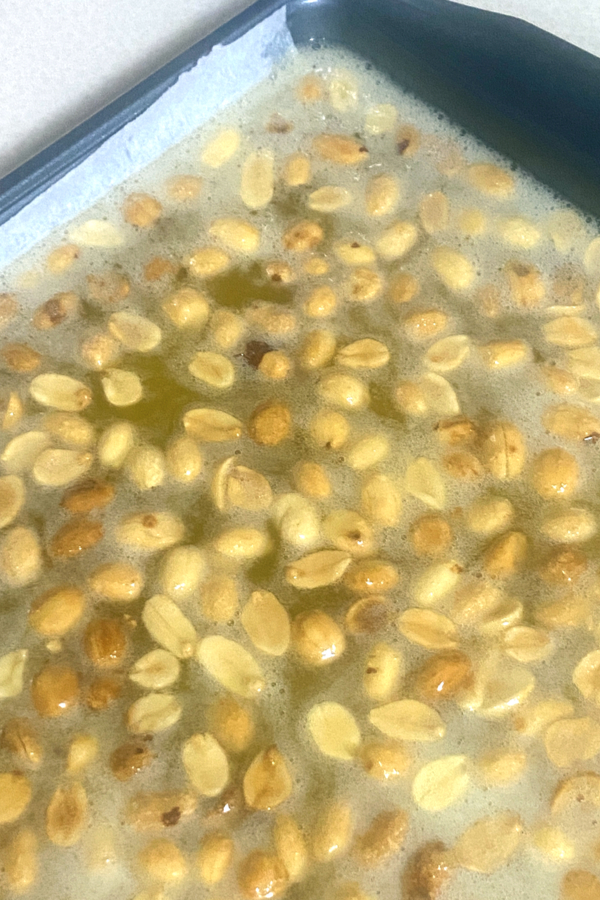peanut brittle on tray