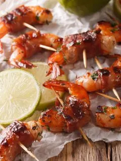 sweet and spicy bacon wrapped shrimp